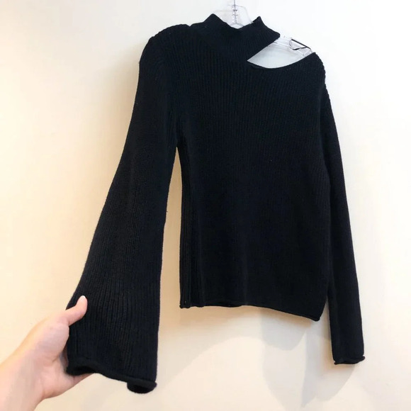 RtA 100% Cotton Langley Black Tight Knit Cut Out High Neck Designer Sweater XS - Picture 5 of 12